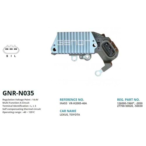 ALTERNATOR KONJEKTOR 12V TOYOTA LAND CRUISER - HI-ACE - HI-LUX (L, I, S)