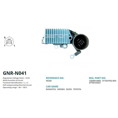 ALTERNATOR KONJEKTOR 12V TOYOTA COROLLA - CORONA - CAMRY - HI-LUX 2.4 TD - HI-ACE - RAV4 / HONDA ACCORD - CIVIC (L, I, S)