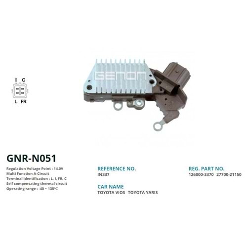 ALTERNATOR KONJEKTOR 12V TOYOTA AVENSIS - RAV 4 (L, I, FR, C)