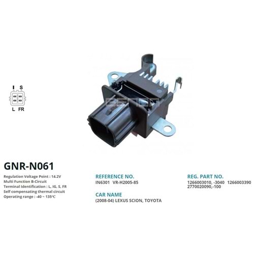 ALTERNATOR KONJEKTOR 12V TOYOTA (L, IG, S, FR)