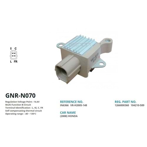 ALTERNATOR KONJEKTOR 12V HONDA (2008) (L, IG, C, FR)