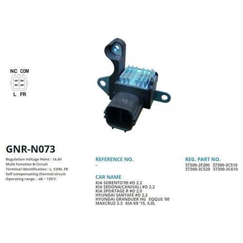 ALTERNATOR KONJEKTOR 12V KIA SORENTO - SEDONA(CANIVAL) - SPORTAGE / HYUNDAI SANTAFE - GRANDUER (L, COM, FR)