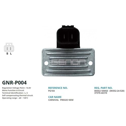 ALT. KONJEKTOR 12V KIA KARNIVAL 2 FIS DIK SOKET 85 AMP ALT. (L, S)