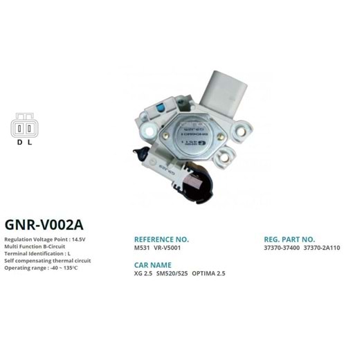 ALTERNATOR KONJEKTOR 12V KOREA HYUNDAI SANTA-FE / SONATA 110 AMP 2 FIS (L)