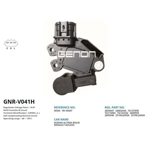 ALTERNATOR KONJEKTOR 12V NISSAN ALTIMA - X-TRAIL / RENAULT KOLEOS (C(PWN), S, L)