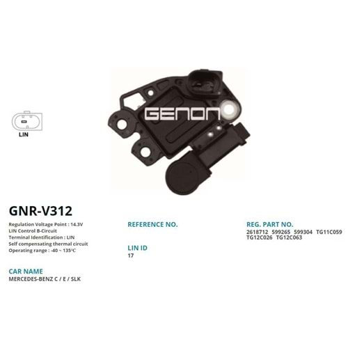 ALTERNATOR KONJEKTOR 12V MERCEDES C180 - C200 - E200 / MITSUBISHI COLT 1.5 DI-D / SMART (LIN)