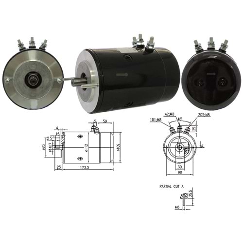 DC MOTOR 12V 1,5 KW 2400 DEVIR (DONUS YONU SOL-SAG)