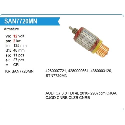 MARS KOLLEKTORU 12V 11 DIS AUDI Q7 / VOLKSWAGEN TOUAREG / PORSCHE CAYENNE 3.0 TDI