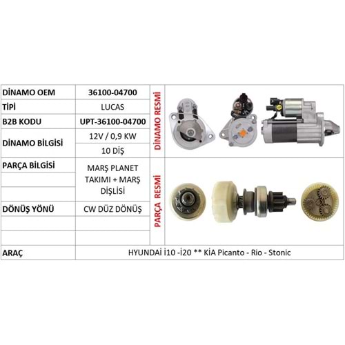 MARS PLANET TAKIMI (ORIJINAL) PLANET TAKIMI + MARS DISLISI / 10 DIS (CW) HYUNDAI I10 - I20 1.2 / KIA PICANTO - RIO - ST