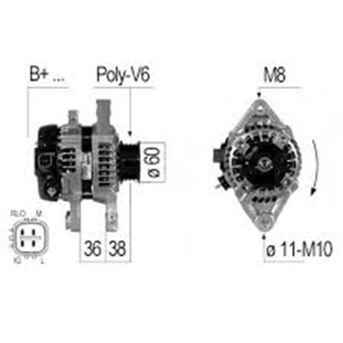 ALTERNATOR (TOYOTA TSUSHO) 12V 80 AMP TOYOTA YARIS 1.0VVT-I (IG-S-L-DFM) (104210-8320)