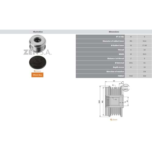 ALTERNATOR KASNAK MERCEDES BENZ SPRINTER / NISSAN / SEAT / SKODA / VOLKSWAGEN (6 KANAL)