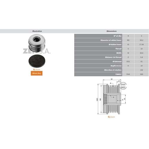 ALTERNATOR KASNAK AUDI A4 - A6 / SKODA FELICIA / VOLKSWAGEN GOLF - PASSAT - POLO (5 KANAL)