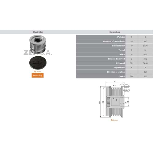 ALTERNATOR KASNAK MERCEDES BENZ A140 - A160 - A190 - A210 - VANEO (5 KANAL)