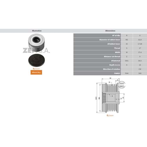 ALTERNATOR KASNAK ALFA ROMEA 1.3 JTDM / FIAT 1.3 MULTIJET / OPEL 1.3 CDTI (6 KANAL)