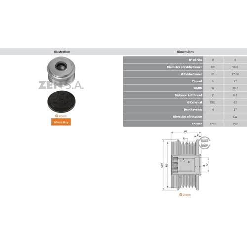 ALTERNATOR KASNAK FORD C-MAX - FOCUS - GALAXY - MONDEO - TOURNEO CONNECT - TRANSIT CONNECT 1.8 TDCI (6 KANAL)