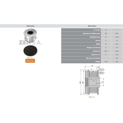 ALTERNATOR KASNAK NISSAN 2.0 DCI / OPEL VIVARO 2.0 CDTI / RENAULT 2.0 DCI / VAUXHALL VIVARO 2.0 CDTI (7 KANAL)