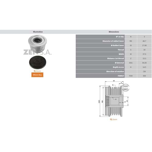 ALTERNATOR KASNAK MERCEDES BENZ A160 - A180 - A200 - B180 - B200 - VANEO CDI / MITSUBISHI COLT VI / SMART FORFOUR (5 K