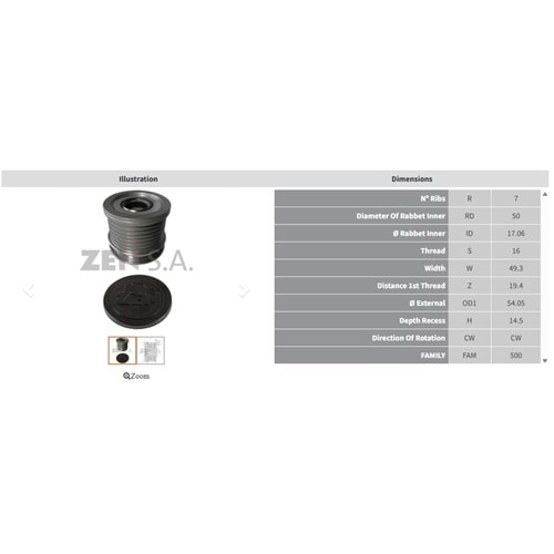 ALTERNATOR KASNAK MERCEDES E 280 - E 320 - GL 320 - ML320 - ML350 - SPRINTER 3.0 CDI / JEEP GRAND CHEROKEE 3.0 CRD (7