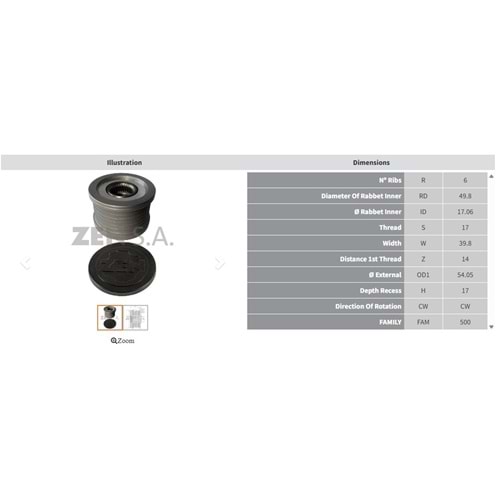 ALTERNATOR KASNAK NISSAN QASHQAI - PRIMERIA - X TRAIL 2.0 - JUKE 1.6 (6 KANAL)