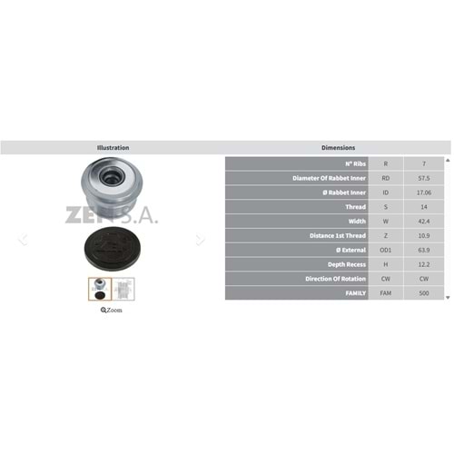 ALTERNATOR KASNAK TOYOTA AVENSIS - VERSO - COROLLA 2.0 D - 4D/2.2 D - 4D - HILUX 2.4/2.5 D - 4D - LAND CRUISER 3.0 D -