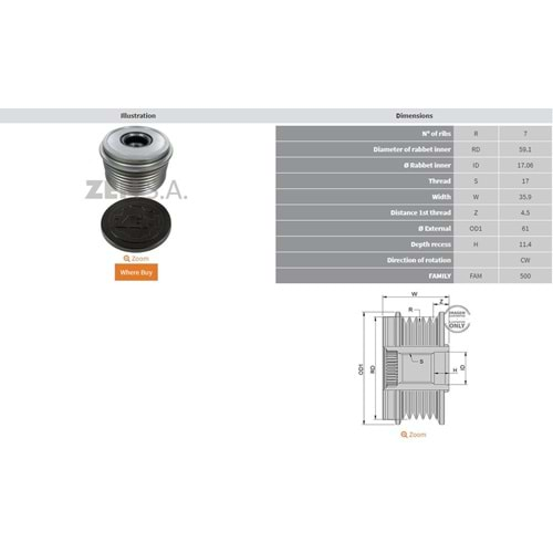 ALTERNATOR KASNAK FORD TRANSIT BOX - BUS - PLATFORM-CHASSIS (7 KANAL)