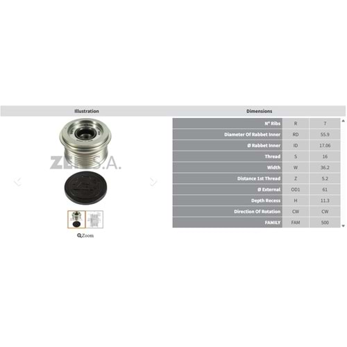 ALTERNATOR KASNAK AUDI Q7 3.6 FSI / PORSCHE CAYENNE 3.2 - PANEMERA 3.6 / VOLKSWAGEN TOUAREG 3.2 V6 (7 KANAL)