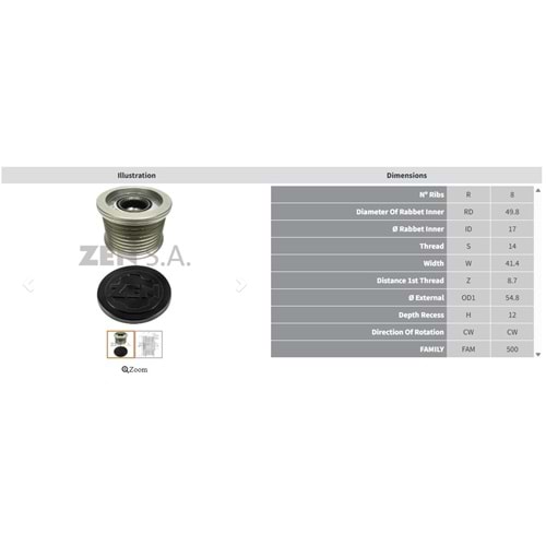 ALTERNATOR KASNAK BMW 330 - 435 - 528 - 530 - 630 - 730 - X3 3.0 I / JEEP GRAND CHEROKEE 3.1 TD (8 KANAL)