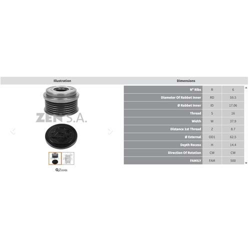 ALTERNATOR KASNAK HYUNDAI IX35 - SONATA 2.0 / KIA CARENS - SPORTAGE 2.0 (6 KANAL)