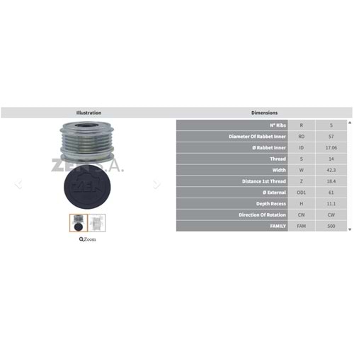 ALTERNATOR KASNAK HYUNDAI I20 1.4 CRDI - I30 - ACCENT 1.6 CRDI - TUCSON 1.7 CRDI / KIA RIO 1.4 CRDI - SOUL - CEED 1.6