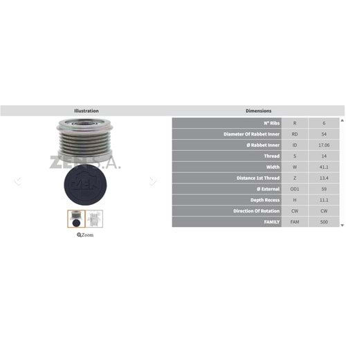 ALTERNATOR KASNAK FIAT 500 - DOBLO - EGEA 1.3 MULTIJET / OPEL COMBO 1.3 CDTI (6 KANAL)