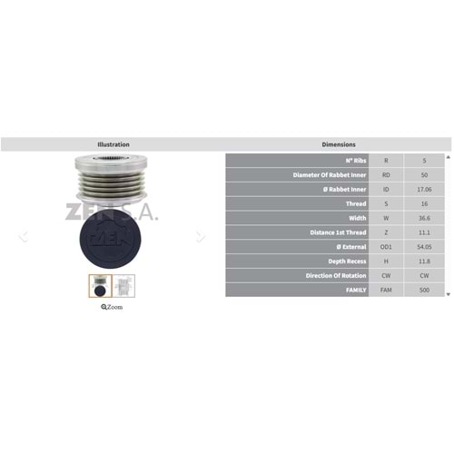 ALTERNATOR KASNAK SSANGYONG XLV - TIVOLI 1.5/1.6 (5 KANAL)