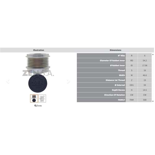 ALTERNATOR KASNAK FORD FOCUS - MONDEO - TRANSIT - TOURNEO CUSTOM 2.0 TDCI (6 KANAL)