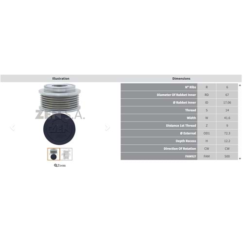 ALTERNATOR KASNAK TOYOTA YARIS 1.0 / CITROEN C1 1.0 (6 KANAL)