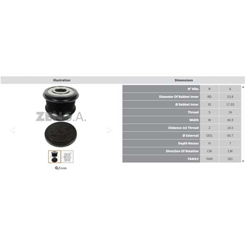 ALTERNATOR KASNAK OPEL ZAFIRA - ASTRA - VECTRA 1.9 CDTI (6 KANAL BENZER ZEN-5532)