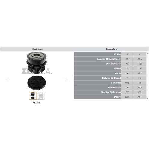 ALT. KASNAK AUDI A4 - A5 - A6 1.8/2.0 TFSI - Q5 2.0 TFSI / SEAT LEON 1.8/2.0 TSI / VOLKSWAGEN GOLF - PASSAT 1.8/