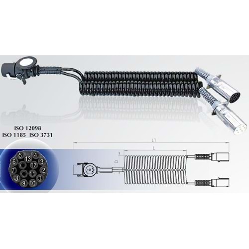 ADAPTOR CIFTLI KABLO METAL FISLI PLASTIK YAY KORUMALI 15 GIRISLI 13 BAGLANTILI FIS 3.50 MT.
