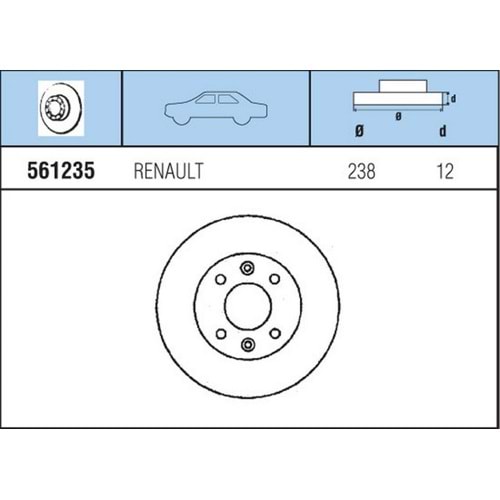 FREN DISKI ON TK RENAULT R9 R19 CLIO 1,2 1,4 90>98 EXPRESS 98>