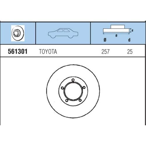 FREN DISKI ON HAVALI HIace 1,6, 1.8, 2.0, 2.2D, 2.4D 79-89 , HI-lux 1.8, 2.4D 83-