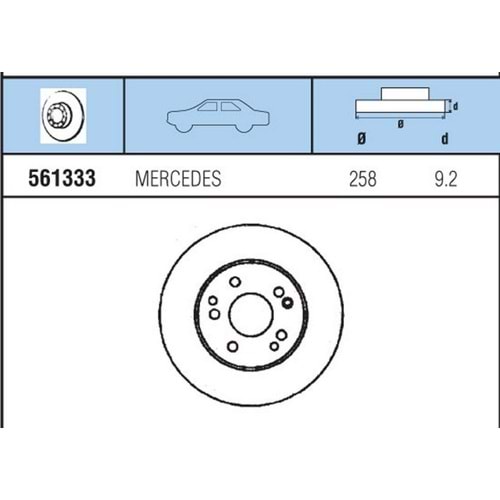 FREN DISKI ARKA MB (W201) TUm modeller (89-92), (W124) 200E, 220E, 230E, 260E, 280E,