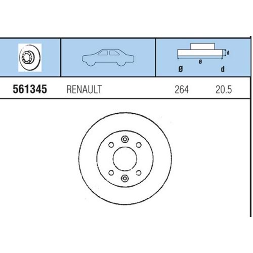 FREN DISKI ON HAVALI TK RENAULT R21 CONCORDE 86>94