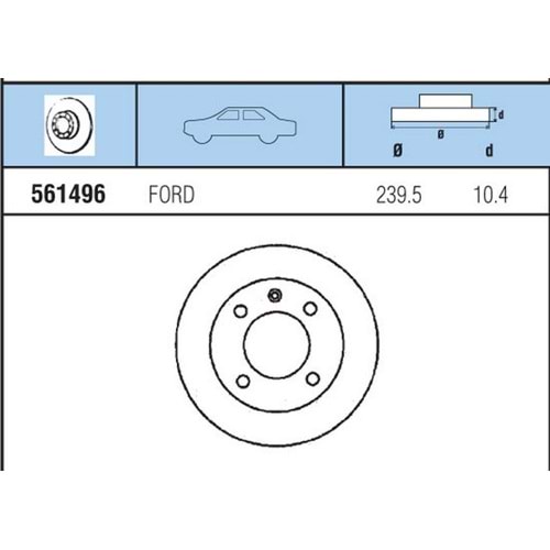 FREN DISKI ON Escort 1,3, 1,3I 90- , FIesta 1.1, 1,3, 1,4, 1.8D, 89-95 DUZ