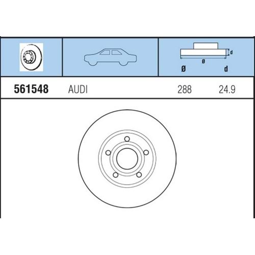 FREN DISKI ON HAVALI 100 2.6, 2.8 90-94 , A4 1.8 20V, 1,9TDI, 2.4 30V, 2.6, 2.8, 2.8 30V, A6 1.8,