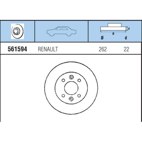 FREN DISKI ON HAVALI Laguna B56 2.0, 2.2TD 94- , Safrane B54 2.0I, 2.2I, 2,5TD 92-
