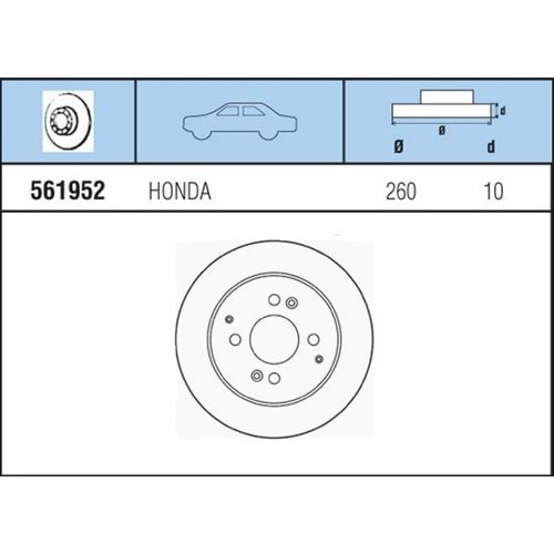 FREN DISKI ARKA Accord 2.0, 2.2I 89-93
