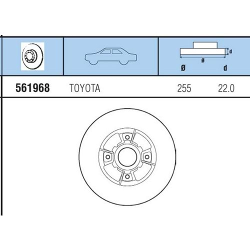 FREN DISKI ON HAVALI Corolla 1,4, 1,6, 2.0D 92-02