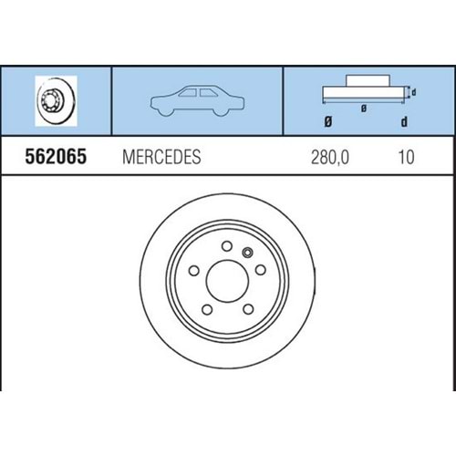 FREN DISKI ARKA MB V Klasse V230, V230TD, V280 V6, VIto 2.0, 2.3D, 2.3TD 96-