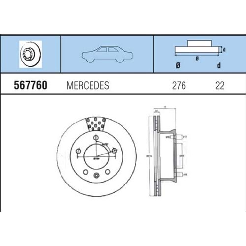 FREN DISKI ON HAVALI MB SprInter 208D, 210D, 212D, 214, 308D, 310D, 312D, 314,