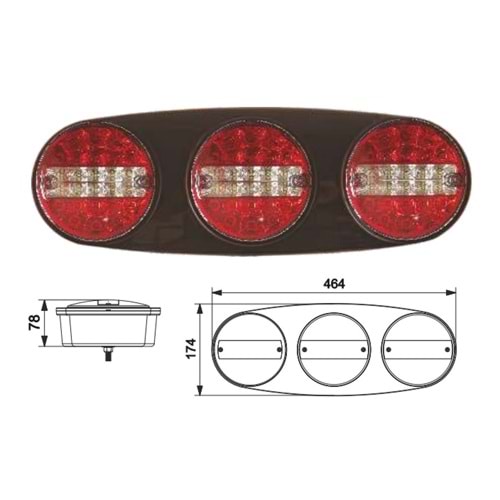 TRİO LED STOP LAMBASI SARI - KIRMIZI 3 FONKSİYONLU 24V
