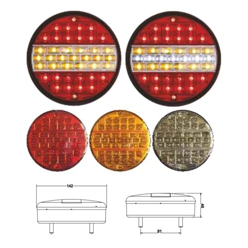 LED HAMBURGER STOP LAMBASI SARI - KIRMIZI 3 FONKSİYONLU 24V