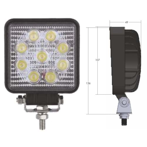 9 LED KARE CALISMA LAMBASI (12V-36V)